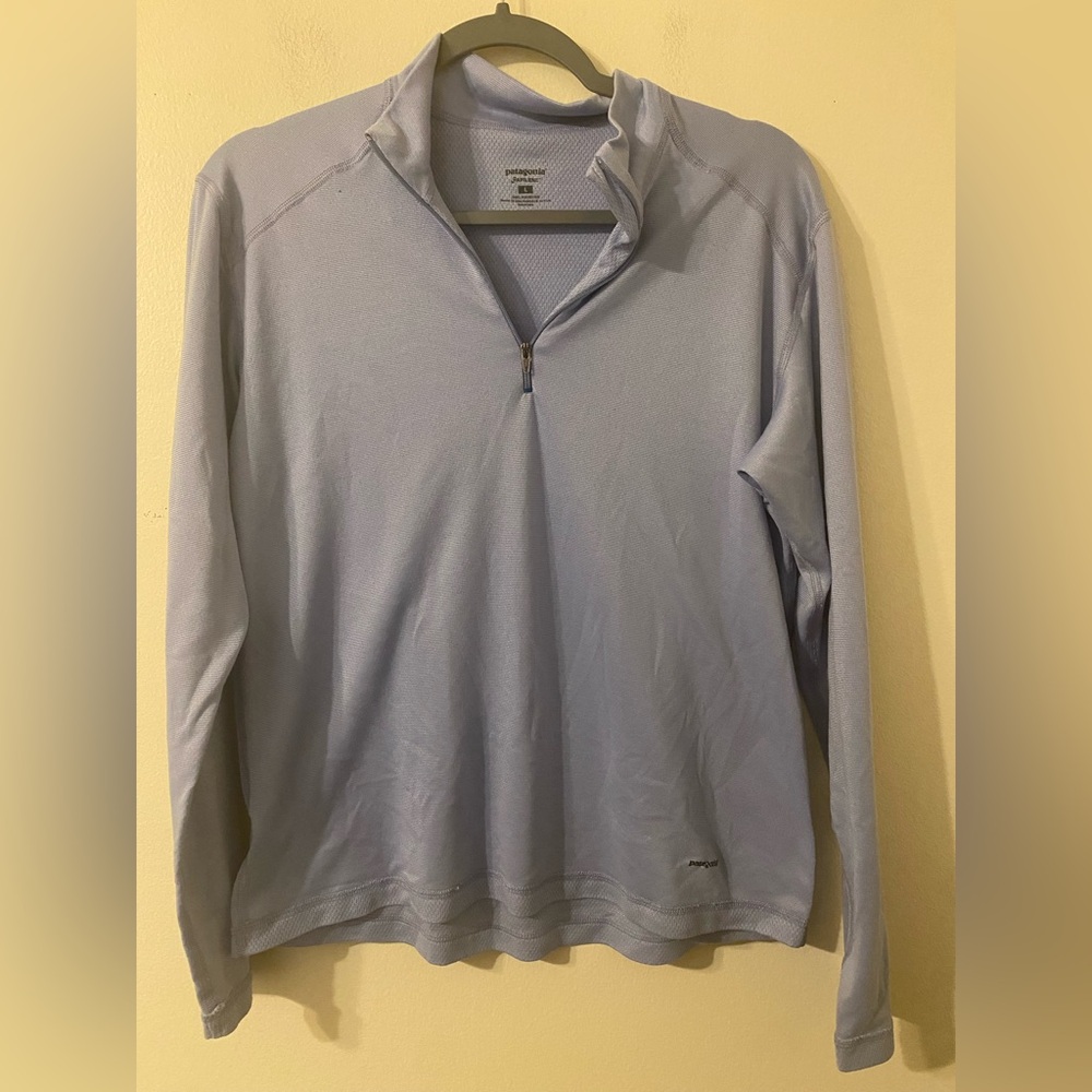 Women's Patagonia Blue Periwinkle Capilene 1/4 Zip Pullover Size Large‎